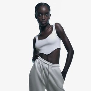 Zara white seamless corset crop top